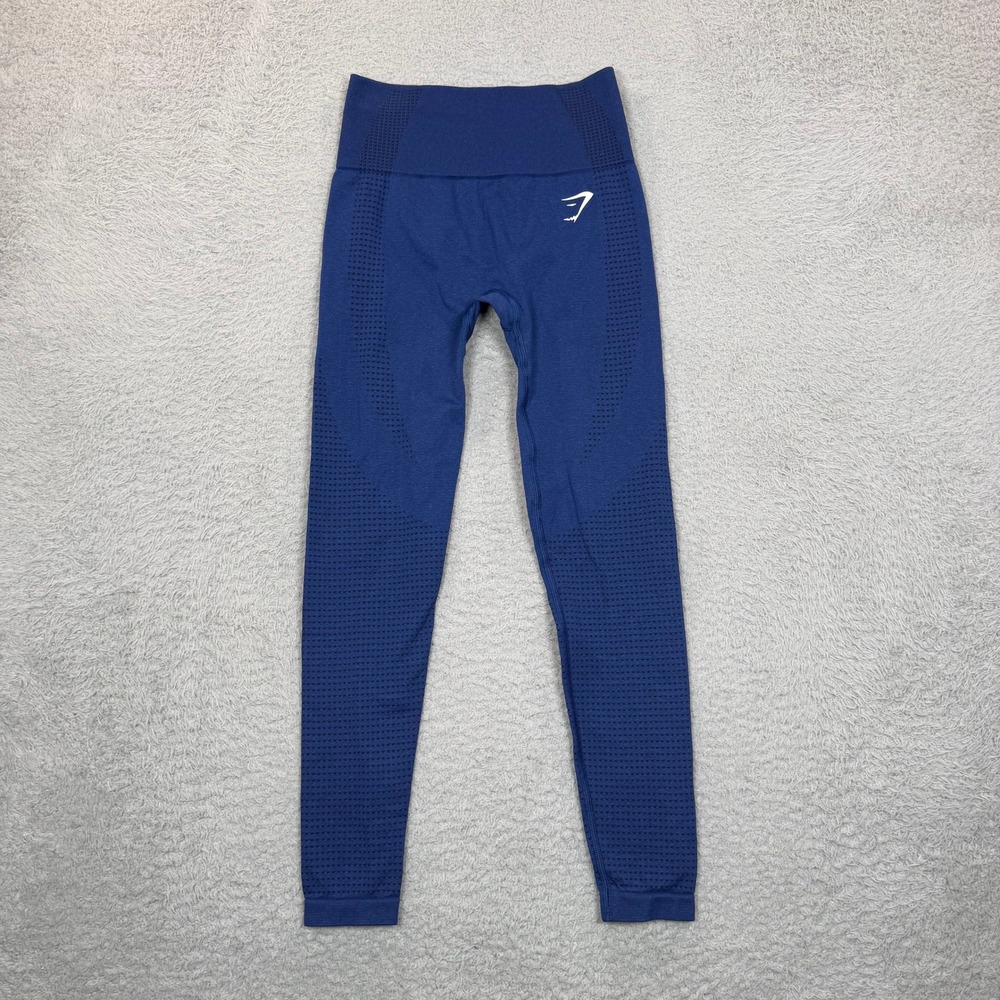 Gymshark Energy+ Seamless Leggings Blue High Waisted Eyelet Tights Women Small